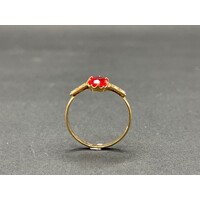 Ladies 9ct Yellow Gold Red Gemstone Ring