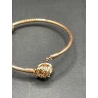 Ladies Rose Gold Plated Round Charm Bangle