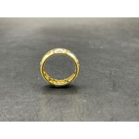 Ladies 18ct Yellow Gold Stamp Pattern Band Ring