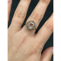 Ladies 9ct Rose Gold Morganite and Diamond Ring