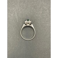 Ladies 18ct White Gold Green Gemstones and Diamond Ring