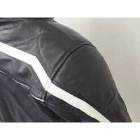 Torque Leather Motorcycle Jacket Black White Size XL