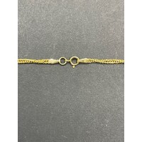 Ladies 18ct Yellow Gold Tight Curb Link Necklace & Knot Pendant