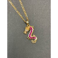 Unisex 9ct Yellow Gold Figaro Link Necklace & Dragon Pendant