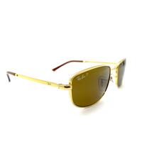 Ray-Ban RB3732 Unisex Gold Brown Polarised Sunglasses with Pouch Blue Bag