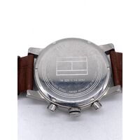 Tommy Hilfiger Unisex White Dial Brown Leather Watch Metal Face TH.329.1.14.2252