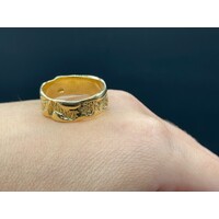 Mens 18ct Yellow Gold Wave Edge Ring