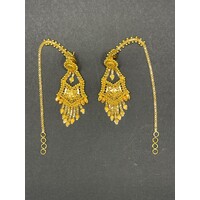 Ladies 22ct Yellow Gold Fancy Tikka Dangle Earrings