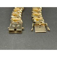 Mens 9ct Yellow Gold Diamond Cut Curb Link Bracelet