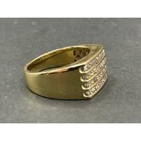 Mens 10ct Yellow Gold Multi Row Diamond Ring