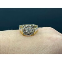 Mens 18ct Two Tone Gold Diamond Ring