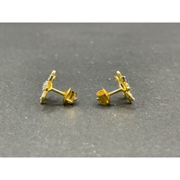 Ladies 22ct Yellow Gold Flower Stud Earrings