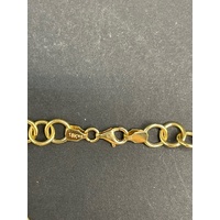 Ladies 18ct Yellow Gold Ring Link Clover Charm Bracelet