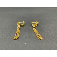 Ladies 21ct Yellow Gold Dangle Tassel Earrings