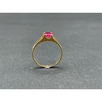 Ladies 21ct Yellow Gold Red Gemstone Ring