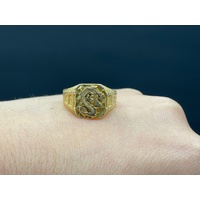 Mens 18ct Yellow Gold Dragon Design Ring