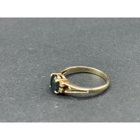 Ladies 9ct Yellow Gold Blue Gemstones and Diamonds Ring