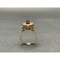 Ladies 9ct Yellow Gold Red Gemstone Ring