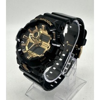 Casio G-Shock GA-710GB Analog Digital Black Gold Dial Mens Watch