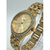 Elite Gold Ladies Quartz Stainless Steel Dress Analog Watch