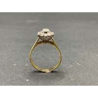 Ladies 18ct Yellow Gold Diamond Cluster Flowerette Ring