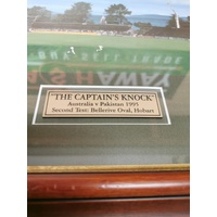 The Captains Knock Australia vs Pakistan 1995 Printed Photograph Brown Frame