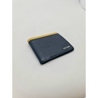 Prada Saffiano Wallet Baltico Blue with Yellow Stripe