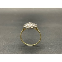 Ladies 9ct Yellow Gold Diamond Cluster Ring