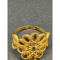 Ladies 21ct Yellow Gold Filigree Design Ring