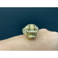 Mens 9ct Yellow Gold Dragon Head Ring