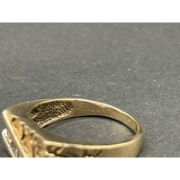 Mens 9ct Yellow Gold Diamond Ring