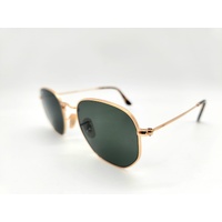 Ray-Ban RB3548N 001 51-21 Gold Hexagonal Flat Lenses Green Classic Sunglasses