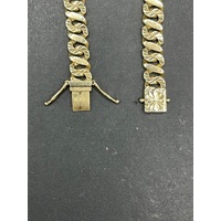 Mens 9ct Yellow Gold Diamond Cut Curb Link Bracelet