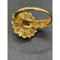 Ladies 21ct Yellow Gold Filigree Pattern Ring