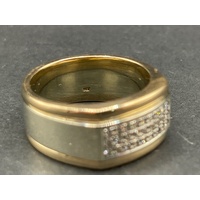 Mens 9ct Yellow Gold Diamond Ring