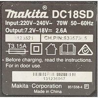 Makita DC18SD 14.4-18V Li-Ion Battery Charger Corded