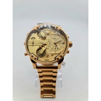 Diesel Only The Brave Chronograph Quartz DZ7399 3 Bar Gold Tone Mens Watch