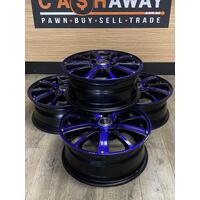 Speedy Rims Rimfire 4 x 15 Inch Sport Rims Gloss Black Electric Blue