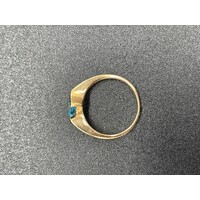 Ladies 9ct Yellow Gold Blue Gemstone Ring (Pre-Owned)