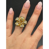 Ladies 18ct Yellow Gold Flower Design Ring (Pre-Owned)