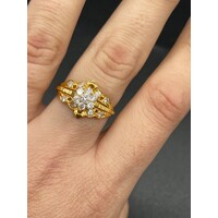 Ladies 21ct Yellow Gold Cubic Zirconia Ring (Pre-Owned)