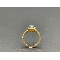 Ladies 18ct Yellow Gold turquoise and Diamond Ring (Pre-Owned)