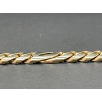 Mens 9ct Yellow Gold Birdseye/Curb Link Chunky Bracelet