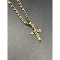 Unisex 9ct Yellow Gold cable/curb Link Chain & Cross Pendant