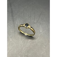 Ladies 9ct Yellow Gold Dark Blue Gemstone Ring