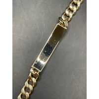 Unisex 14ct Yellow Gold Curb Link ID Bracelet