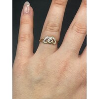 Ladies 9ct Yellow Gold Double Heart Ring