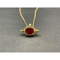 Ladies 9ct Yellow Gold Box Link Necklace and Pendant