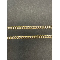 Unisex 9ct Two Tone Gold Curb Link Necklace with Cross Pendant