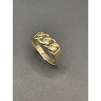 Ladies 9ct Yellow Gold Curb Link Pattern Diamond Ring